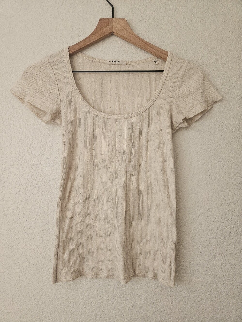 doen Brigitte tee pointelle short sleeve top, xsmall